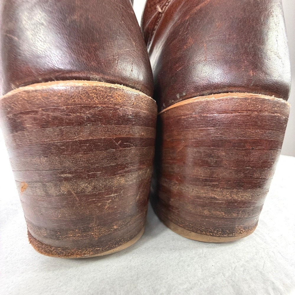 Vintage Frye Campus 14L Tall Boots Pebbled Leather Cognac Brown Women's 9.5M - Picture 9 of 15